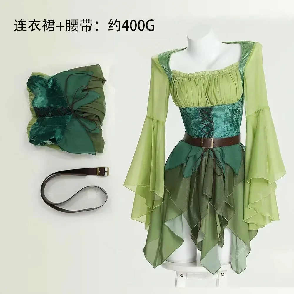 女性用エルフ中世グリーンフェアリードレス魔法のエルフドレスと - Elf Costume Christmas のレビューと価格